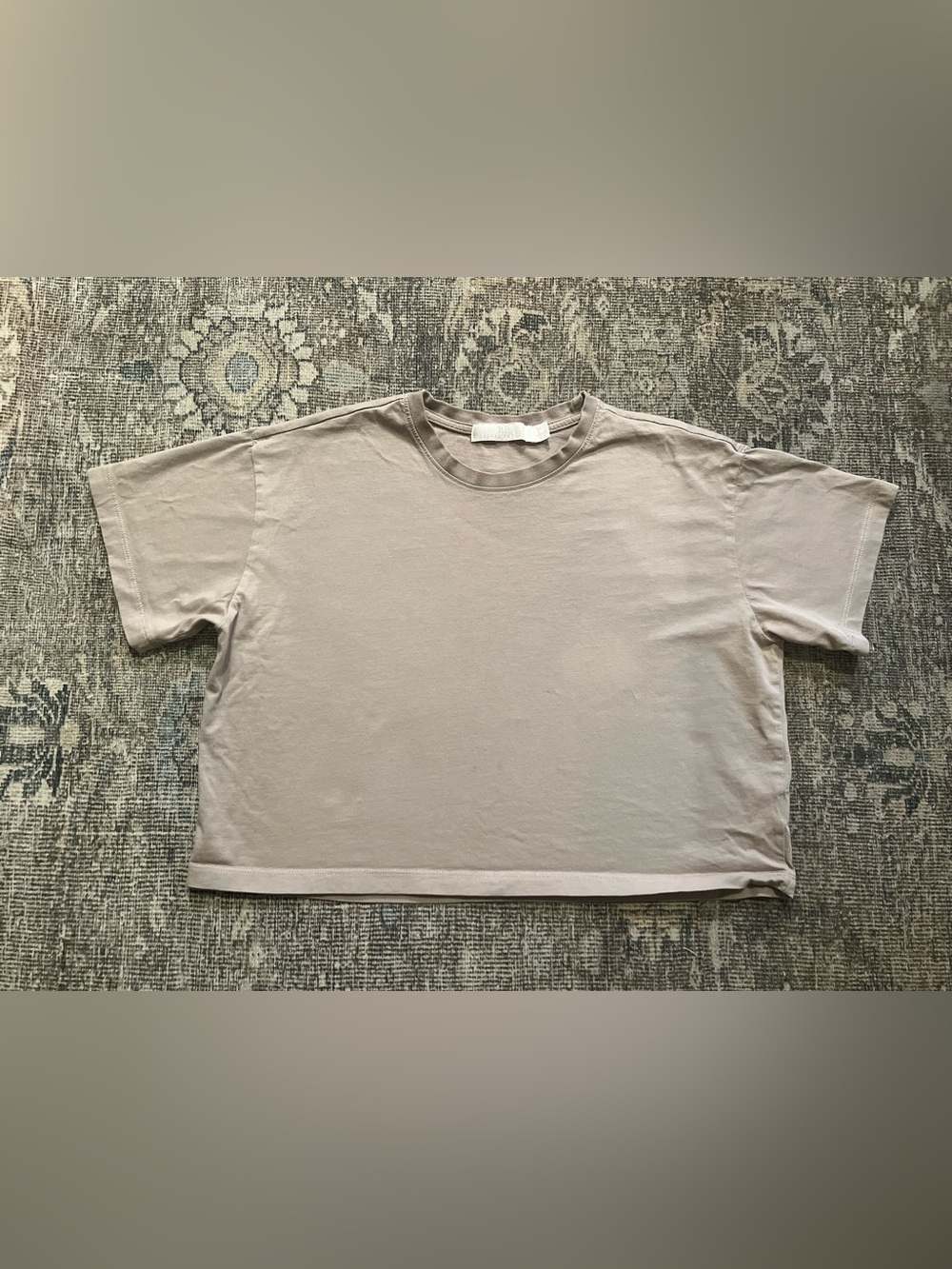 Rachel Parcell Taupe Short Sleeve Cotton Crop Tee Size M